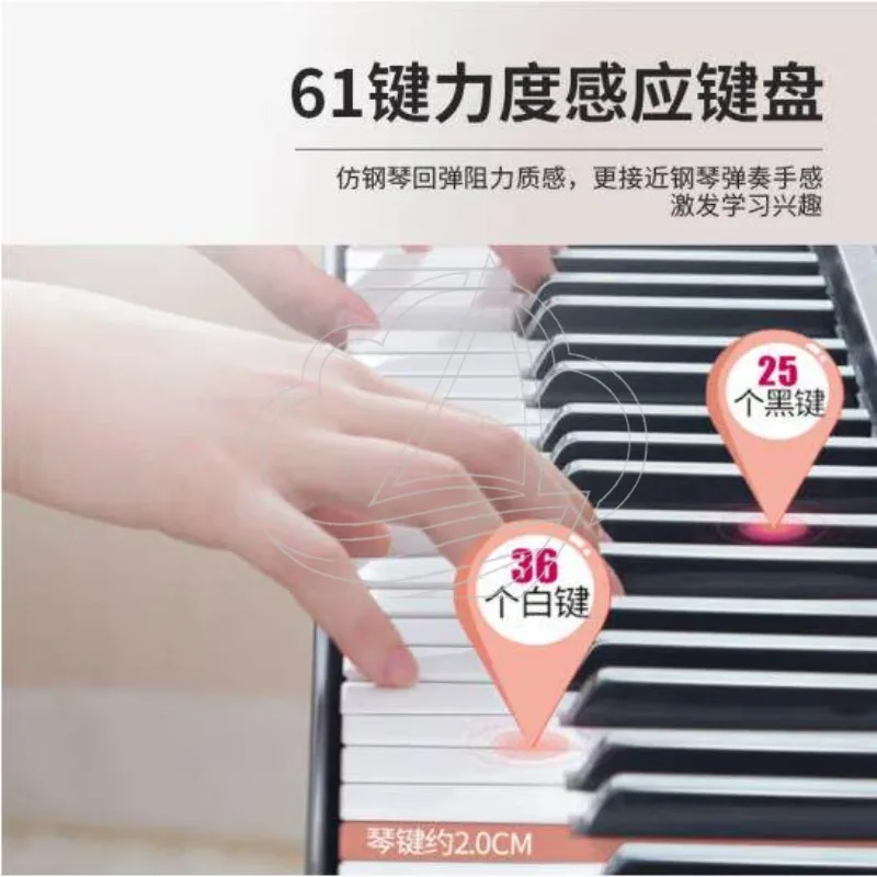 61 Keys Multifunctional Electronic Organ Beginner Piano for Kids Adult Teacher