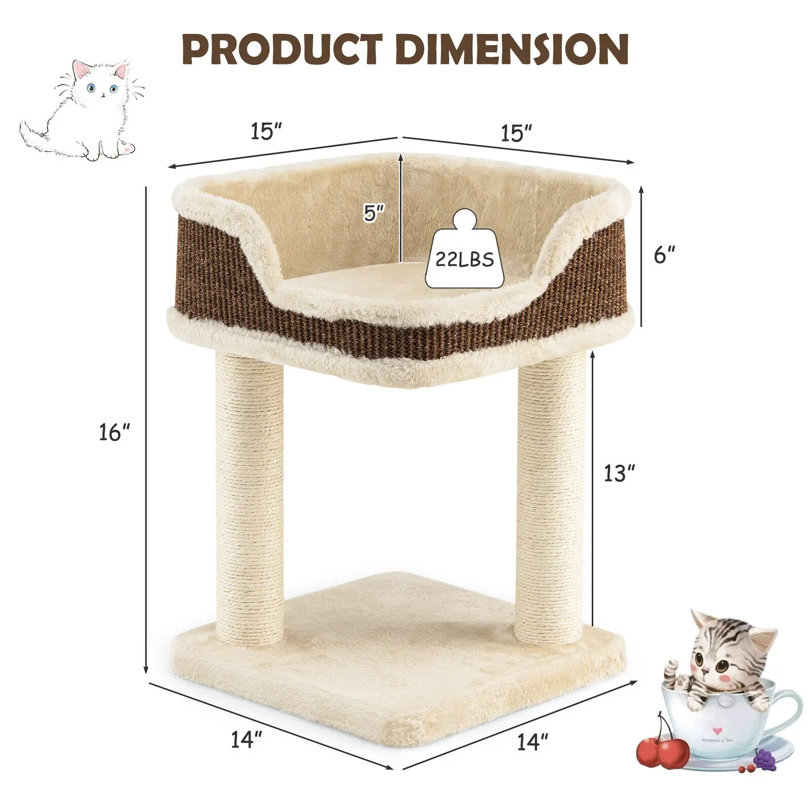 Costway Cat Tree Multi-Level Cat Tower w/ Scratching Posts & Large Plush Perch