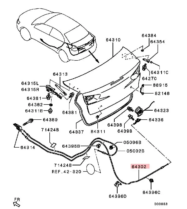 LANCER CY0A CABLE,TRUNK LID LOCK RELEASE 5930A007 FOR LHD