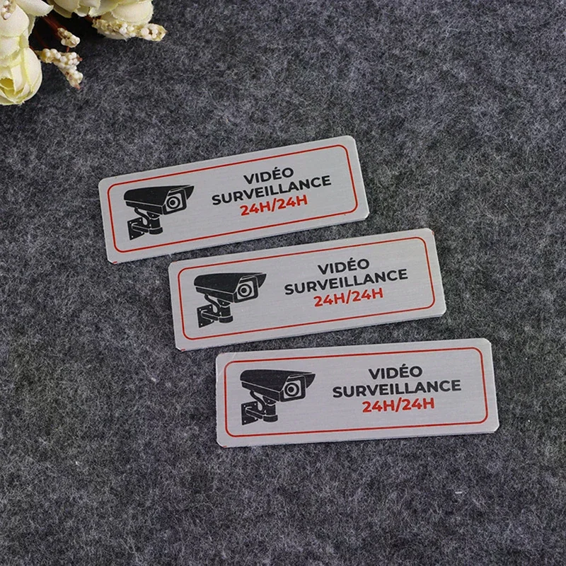 

1pcs Aluminum Watch Video Surveillance Warning Sign Private Camera Surveillancewith Sticker With Tape