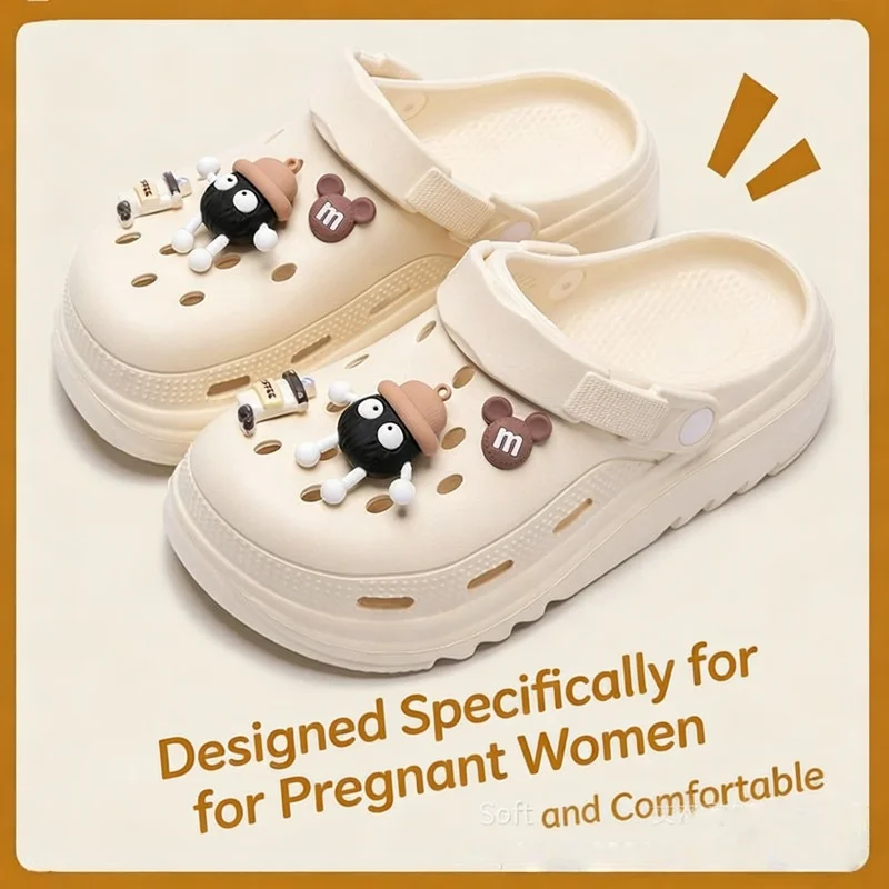 Thick Soled Women Summer Hole Shoes Cool Outdoor Slippers Cloud-Like Cushioning Comfort For Daily Wear Home Beach Supplies