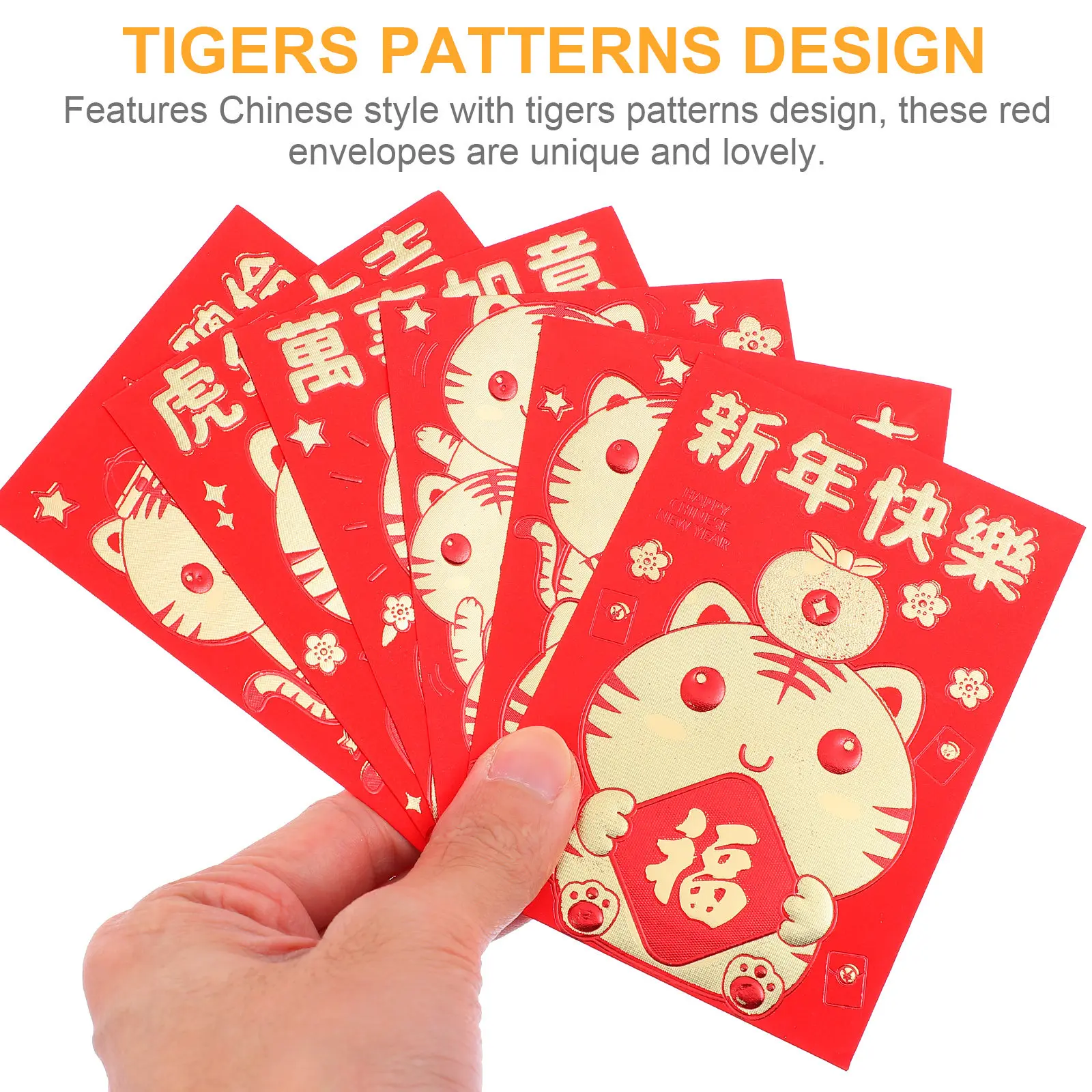 60Pcs Small Red Packet Chinese New Year Tiger Pattern Gift Cash Envelopes Festival Money Packets Spring Celebration Red