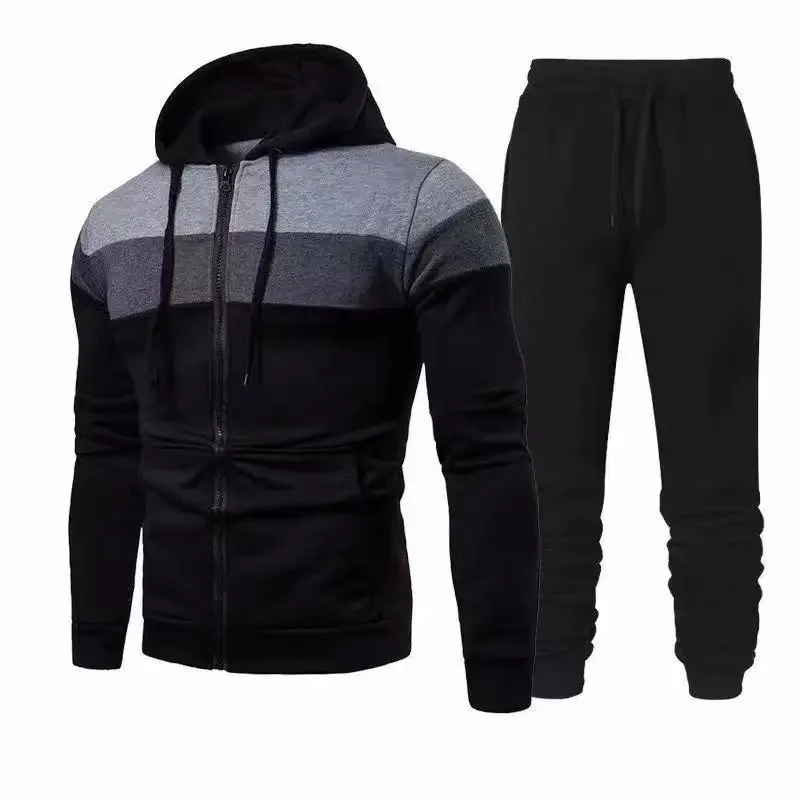 new Spring Autumn Men Tracksuit Casual Set Male Joggers Hooded Sportswear Jackets+Pants 2 Piece Sets Hip Hop Running Sports Suit