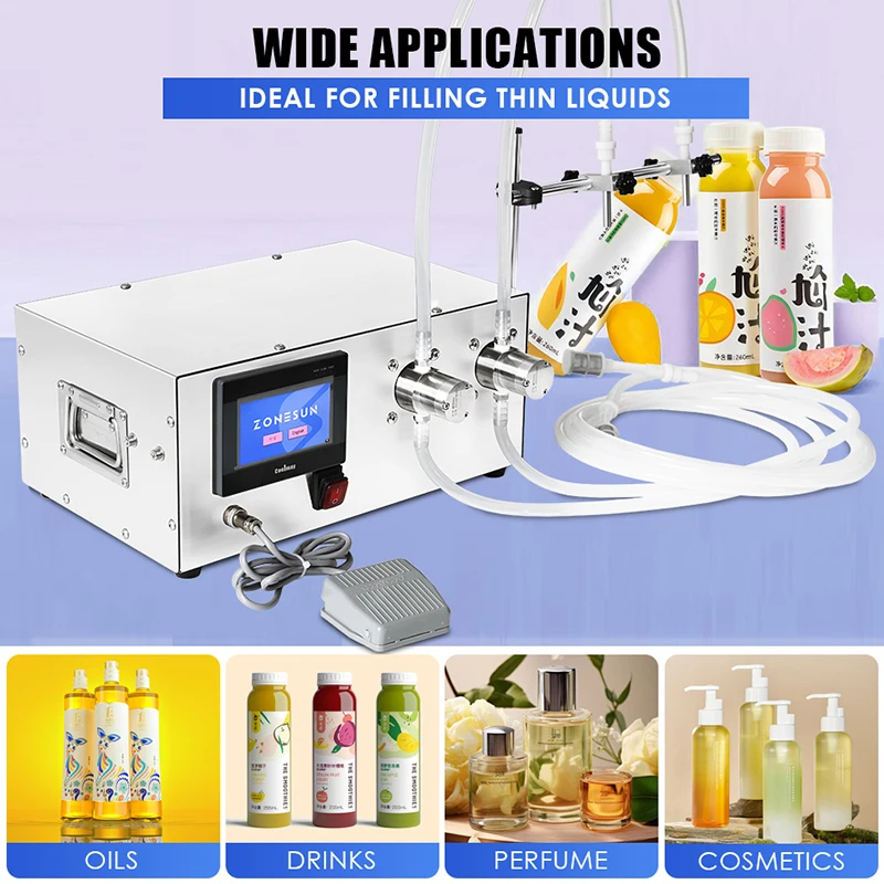 Zonesun Liquid Filling Machine Semi Automatic Magnetic Pump Water Bottle Filler Beverage Milk Juice Packaging Machinery ZS-MPZ2