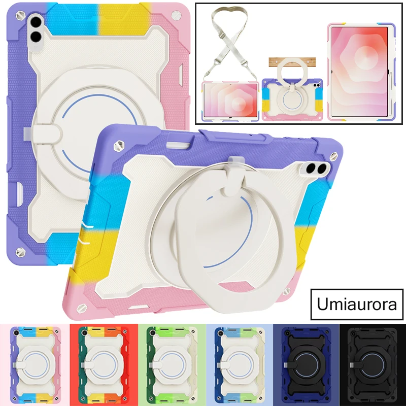 

For Samsung Tab S11 11 inch SM-X730 X736 S11 Ultra 14.6" X930 Pull Ring Stand Shoulder Strap Tablet Case Shockproof Rugged Funda