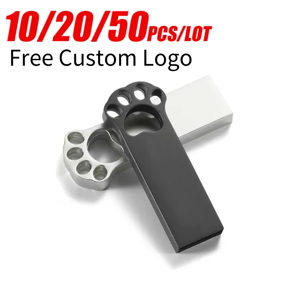 

10/20/50 шт. USB-флешки в форме кошачьей лапки, металлические, 2.0, высокоскоростные, 16 ГБ, 32 ГБ, 4 ГБ, 8 ГБ, 128 МБ, для деловых подарков