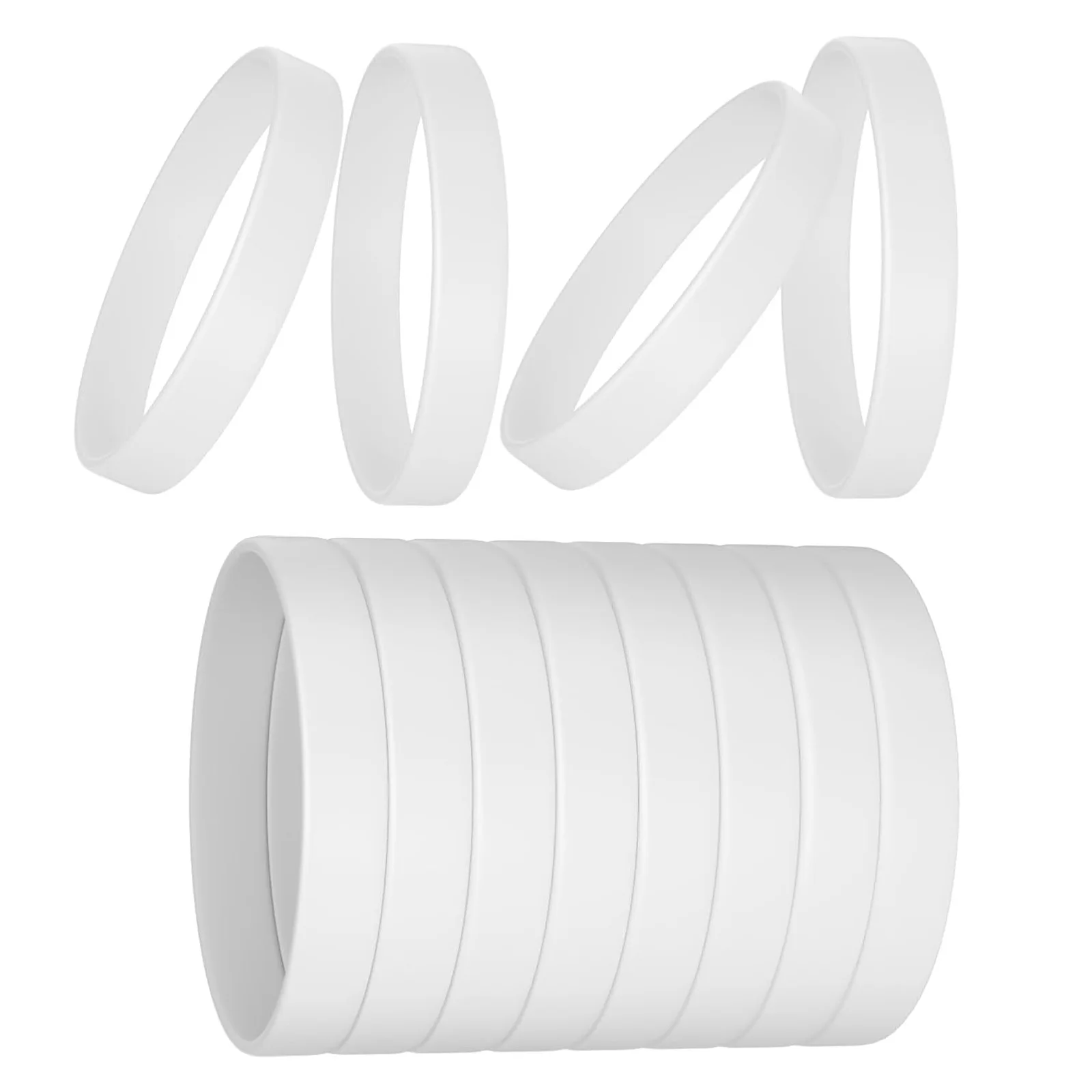

50Pcs Blank Silicone Wristbands White Soft Stretchable Braces for Daily Wear Party Favors Music Festivals Sports Events Unisex