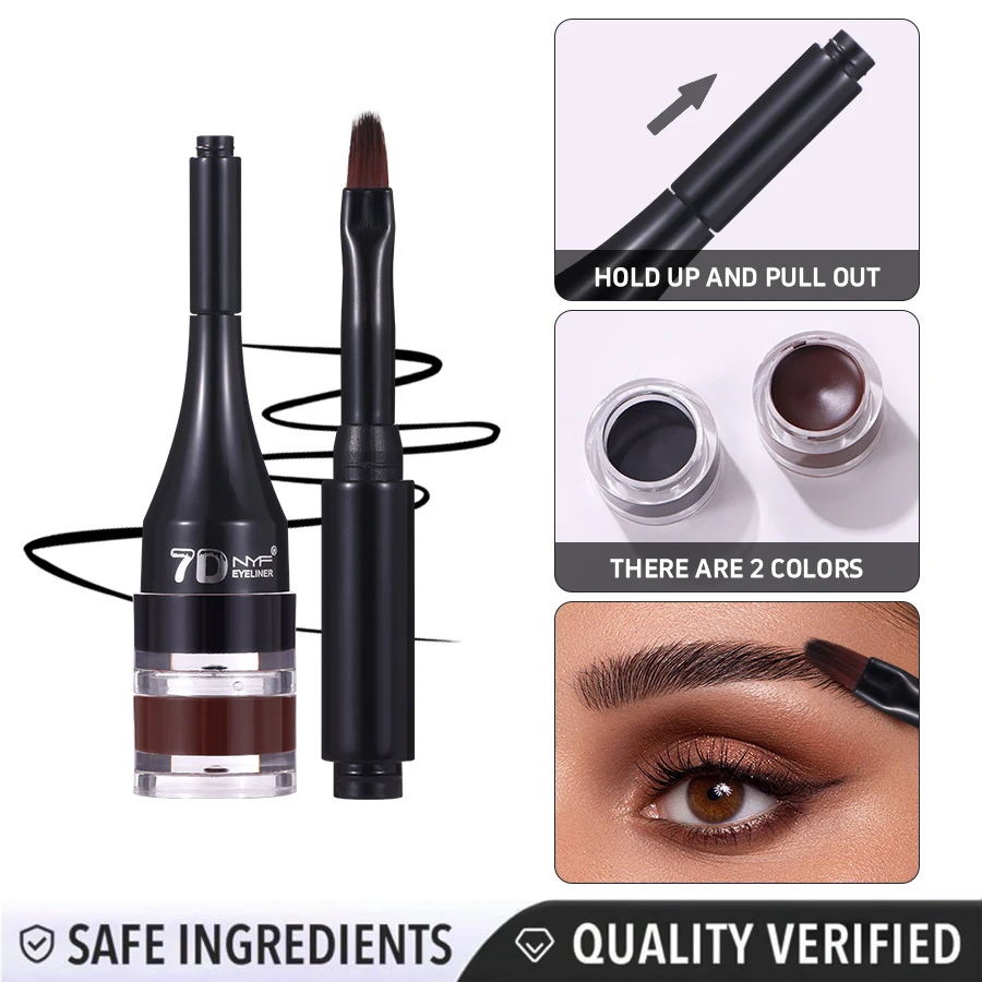 Nyf Gel Eyeliner Set, Tattoo Eyeliner Waterproof Smudge Proof Eyeliner Gel Eye-liner Pot Cream Eyeliner Tool with Gel Liner Brus