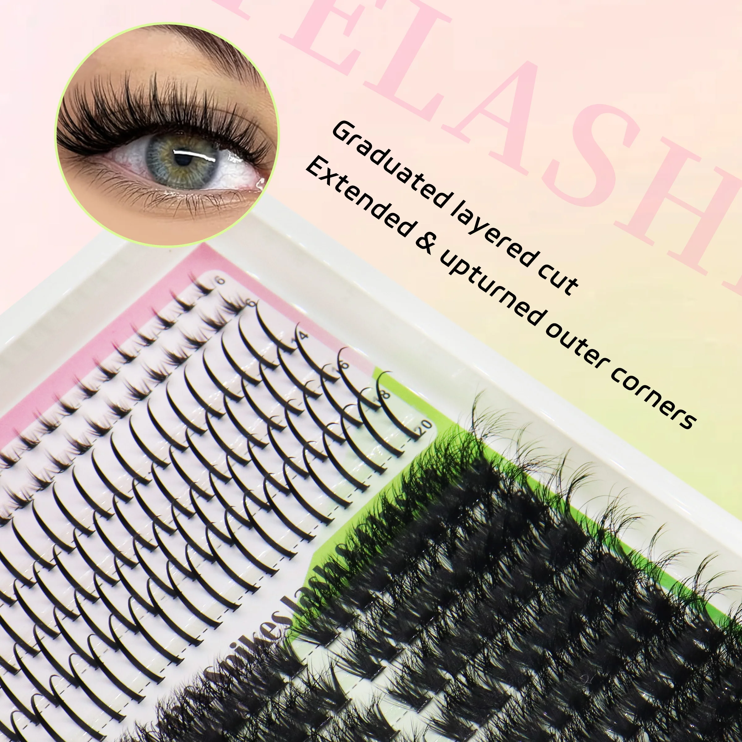 Handmade Premium Segmented Cluster Lashes Mixed Bottom Fairy & Fox Eye Clusters Soft Self-graft Lashes Extended Length