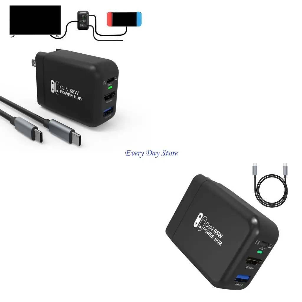 

N3UB 4K 60 Гц HDTV Docker Docker с 65 Вт с доставкой мощности для игровых ноутбуков