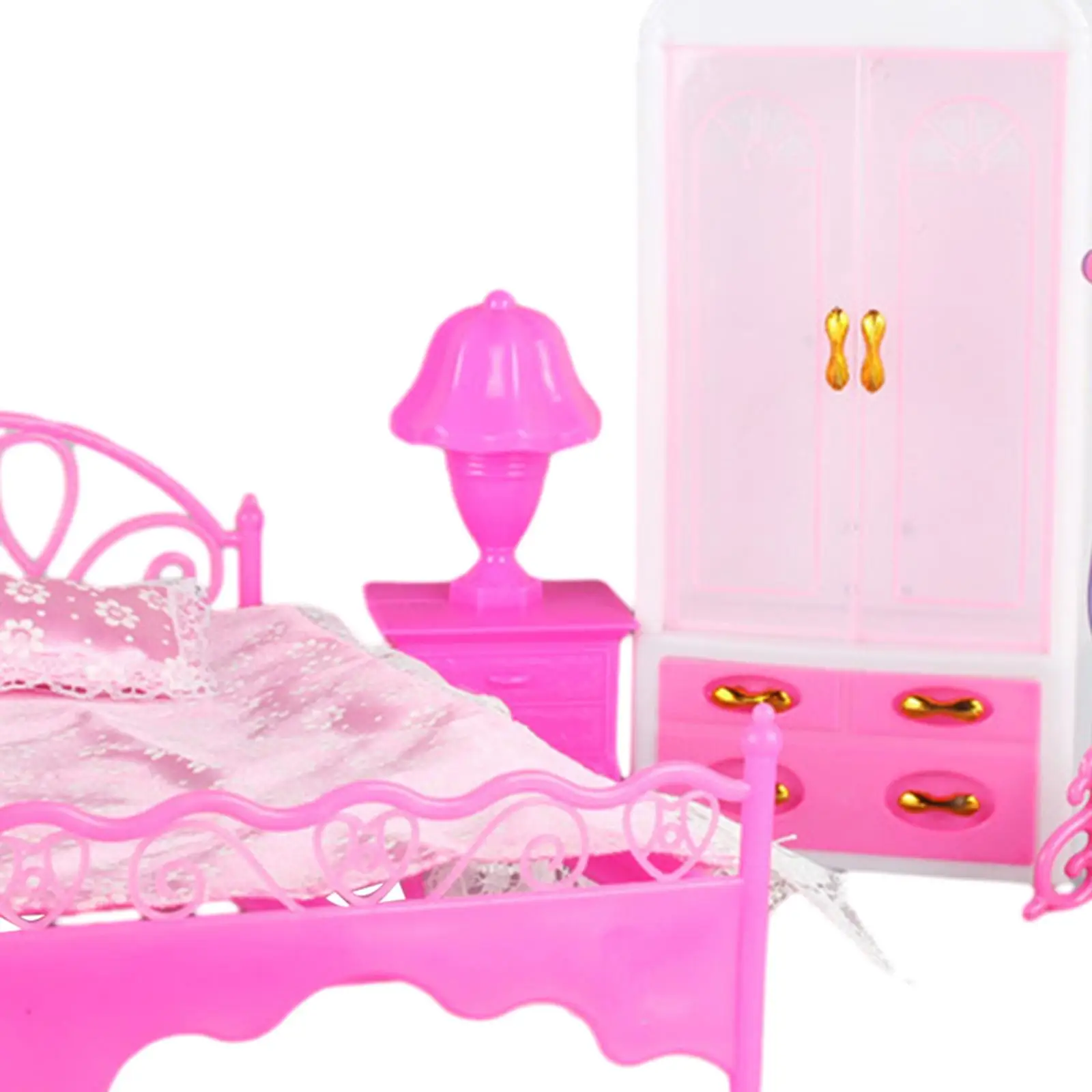 

5x Simulation 1/6 Scale Doll Furniture Accessories Scenery Supplies Micro Landscape Mini Model Bed Wardrobe for Bedroom Decor