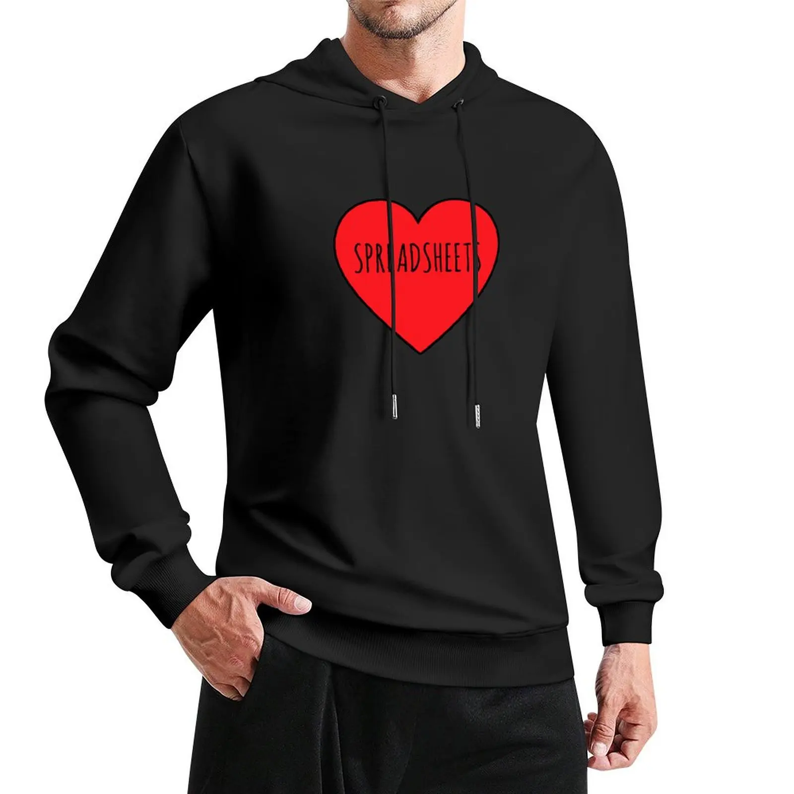 I Love Spreadsheets Heart Pullover Hoodie aesthetic clothing men clothes men clothing oversized hoodie