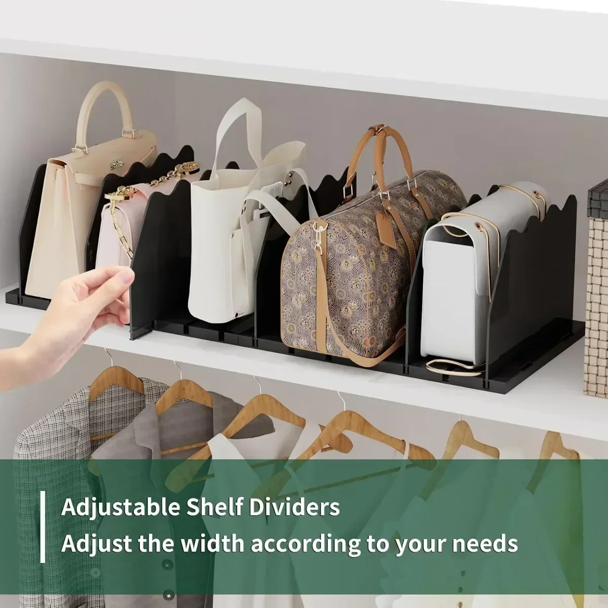 Shelf Divider for Closet,Adjustable Purse Organizers Handbag Separators Storage Organizer Bookshelf Separator Dividers