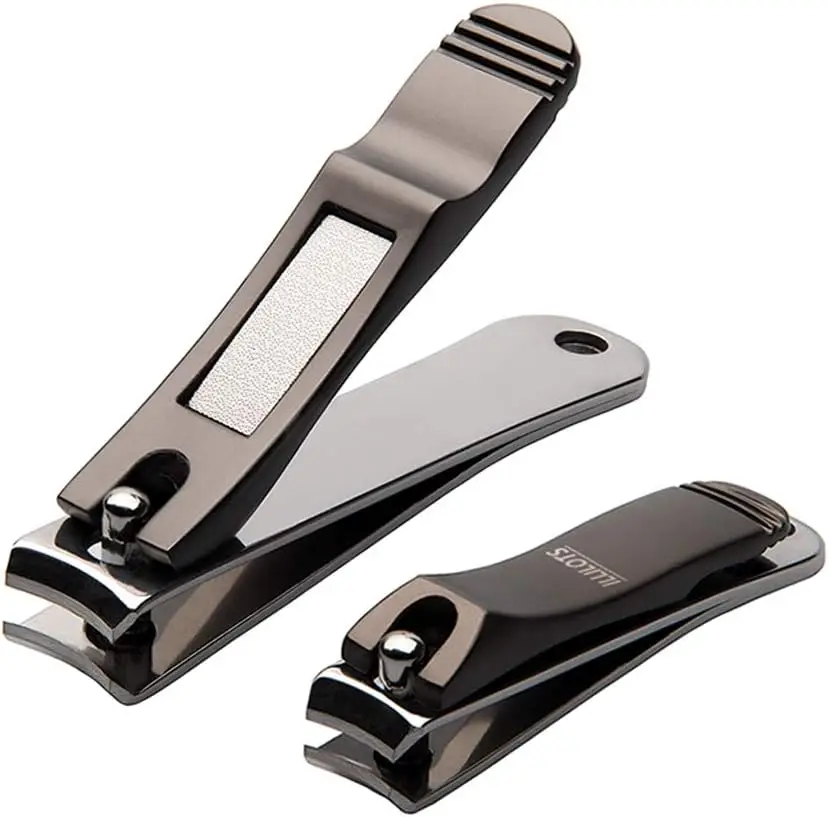 

Zinc Alloy Nail Clippers Set with Built-in File, Fingernail & Toenail Clipper, Travel Tin Case, Matte Gray