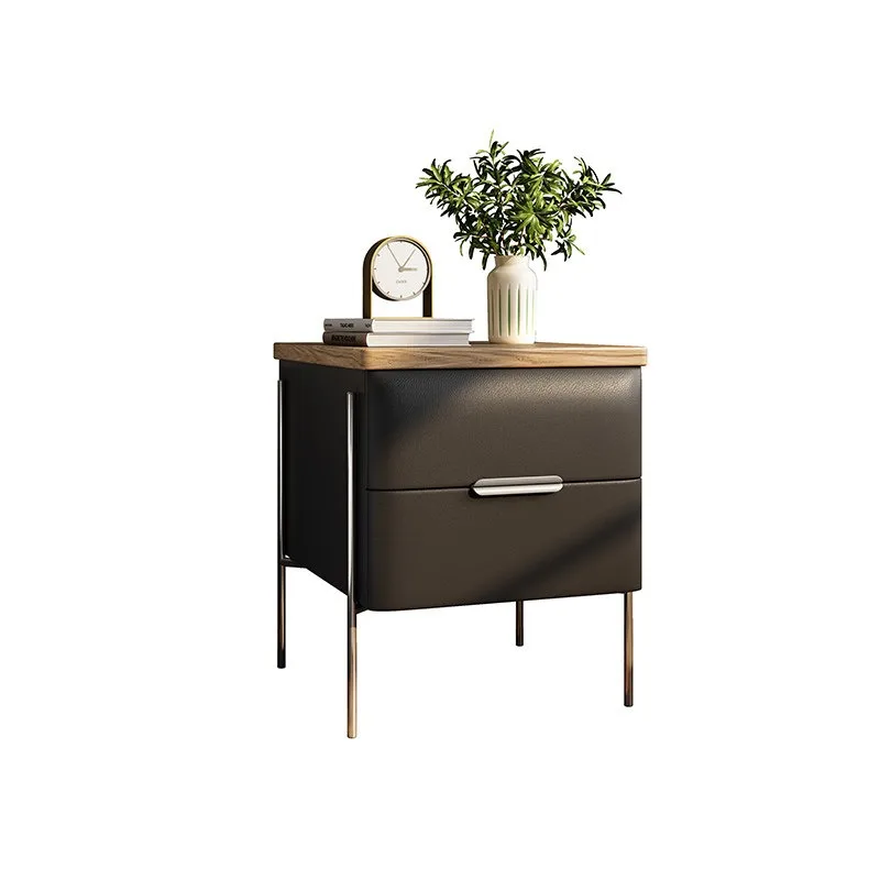 

Solid wood bedside table 2026 new home bedroom designer high-end stainless steel light luxury master bedroom bedside table