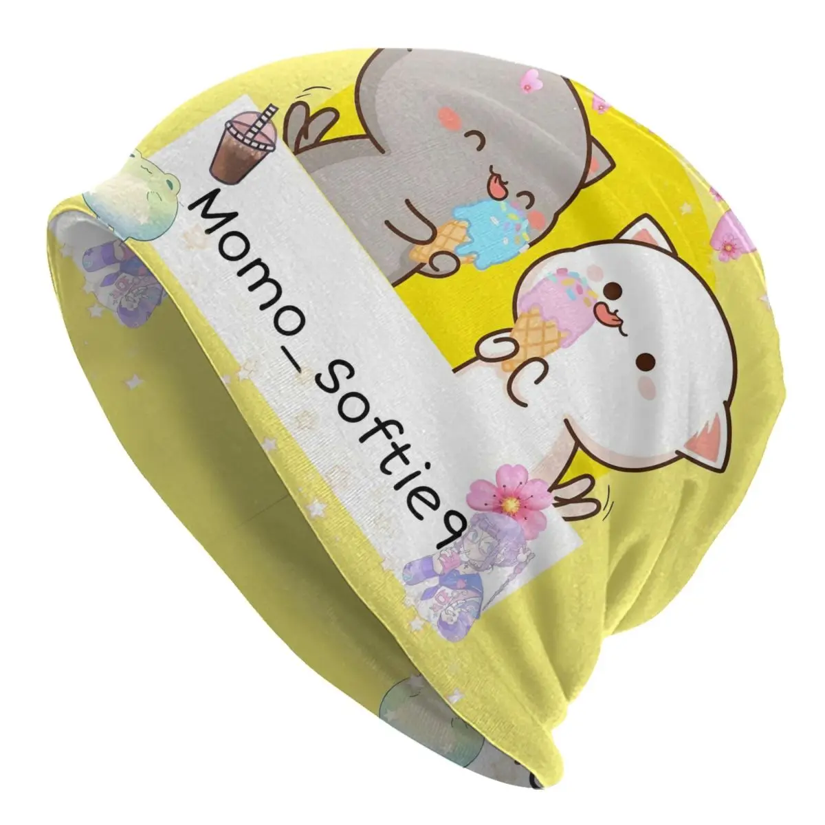 

Boba Mochi Peach And Goma By Beanies Кепки для хип-хопа Зимняя теплая вязаная шапка для взрослых Аниме Панда Бубу Дуду Медведь Капот Шапки