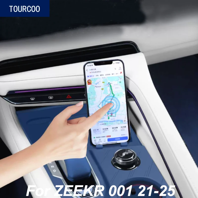 

For ZEEKR 001 2021-2025 Center Console Gear Panel Silicone Protective Cover with Phone Holder Interior Modified Accessories
