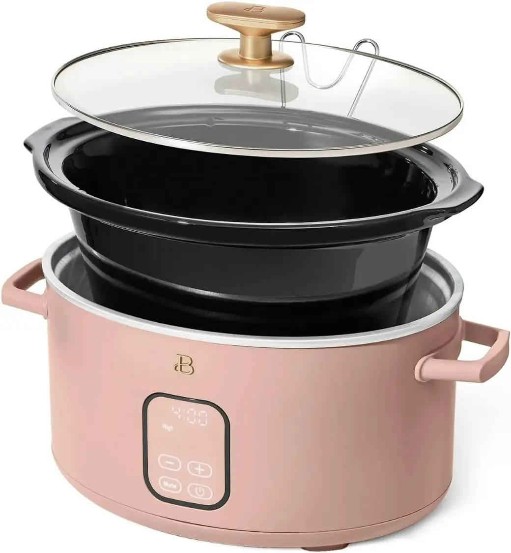 Beautiful 6 Qt Programmable Slow Cooker – Effortless Meals, Stunning Design (Rose)