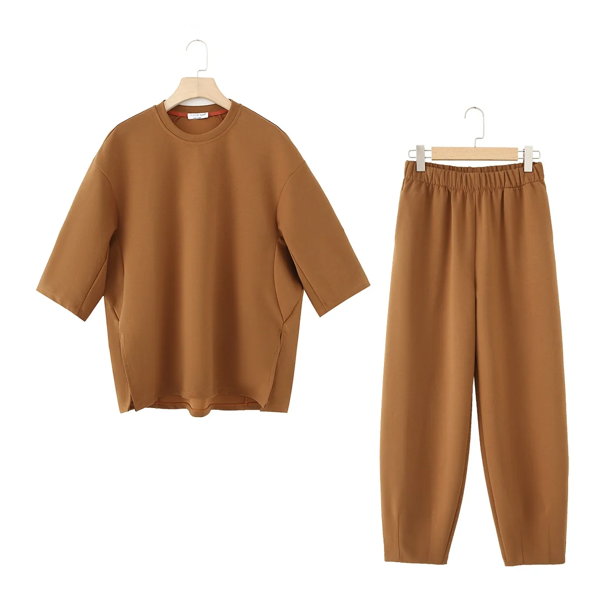 

Fashion Casual Sweatshirt For Women O-Neck Long Sleeve Pullover Top Female 2025 New Spring Summer Chic Solid Sides Loose Tops