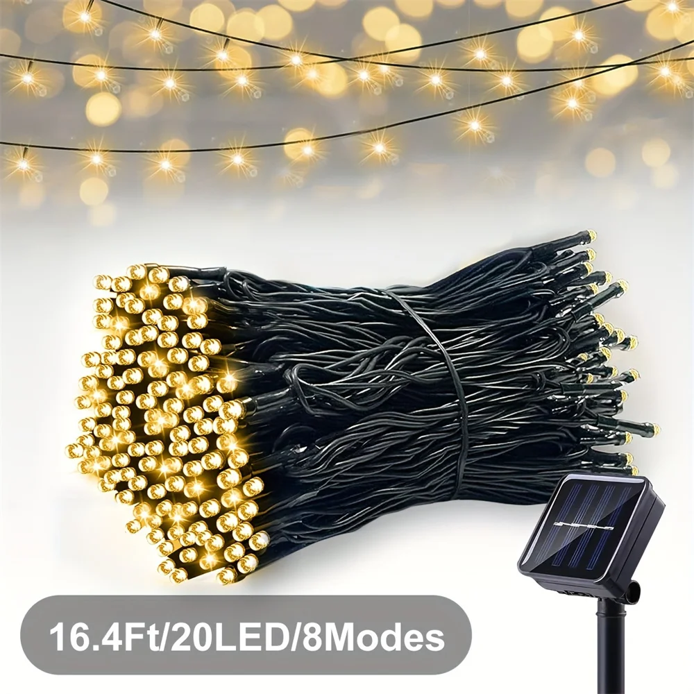 

Solar LED String Lights for Outdoor Christmas Decoration with 8 Lighting Modes Twinkling Solar Powered Fairy Lights