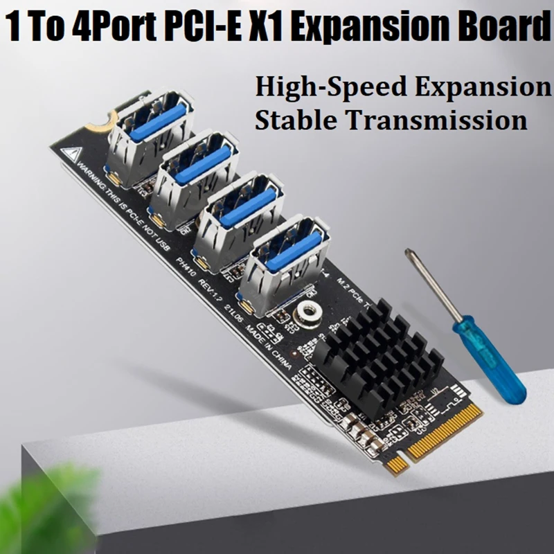 

M.2 MKEY PCI-E Riser Card USB 3.0 PCI-E Riser Card M.2 To PCIE Extender Riser 4Port PCI-Express Adapter ASM1184E