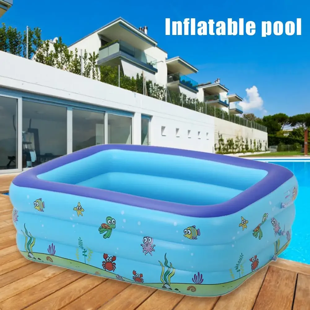 Bañera inflable Rectangular para bebé, piscina portátil de tamaño completo para familia y niños, novedad