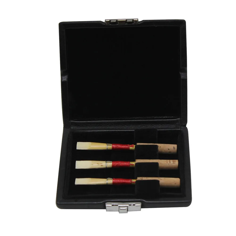 PU Black Leather Material Oboe Basson Bassoon Reed Case Storage Box Holder For Three Reeds Can Be Installed