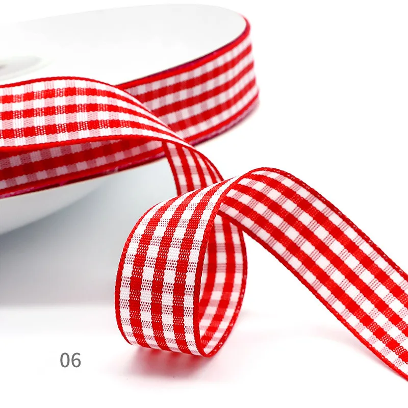 50Yards/Roll 1/1.5/2/2.5cm Plaid Ribbon Grid Ribbon For Home Wedding Christmas Party Decoration DIYGift Wrapping Sewing Supplies