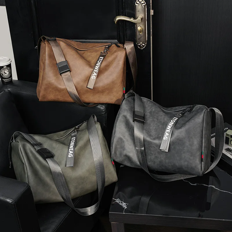 

Мужской квадратный рюкзак через плечо очень большой вместимости, горизонтальная дорожная сумка-мессенджер из искусственной кожи