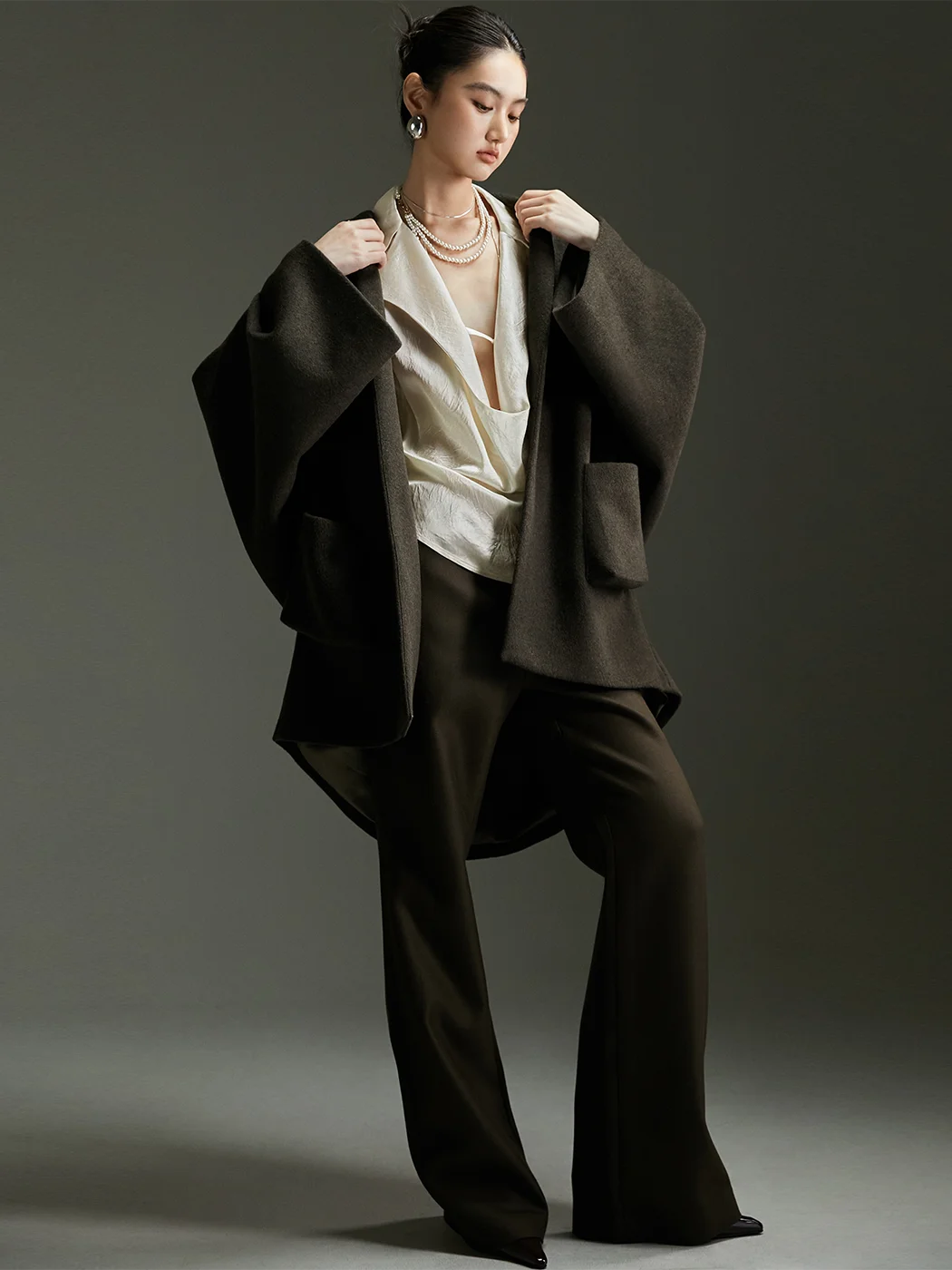 

MXU Осенне-зимние новые стильные женские повседневные расклешенные брюки из смесовой мериносовой шерсти, облегающие, с низкой талией, на молнии, утепленные