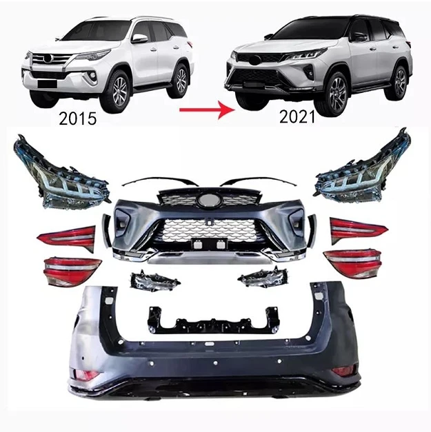 

For 2016-2020 Fortuner Upgrade to 2021 Legender Style Bodykit Facelift Car Exterior Decoration Headlights Bumpers
