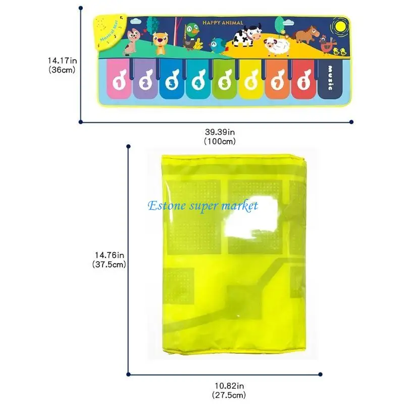 090B Simulação infantil para brinquedos brincar Tapete piano portátil multifuncional poliéster