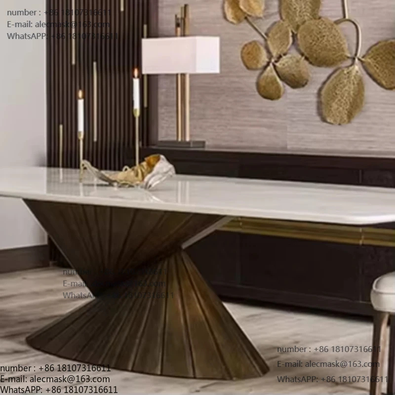 

Italian Dining Table Large Family Dining Table Creative Design Villa Mansion Marble New Dining Table
