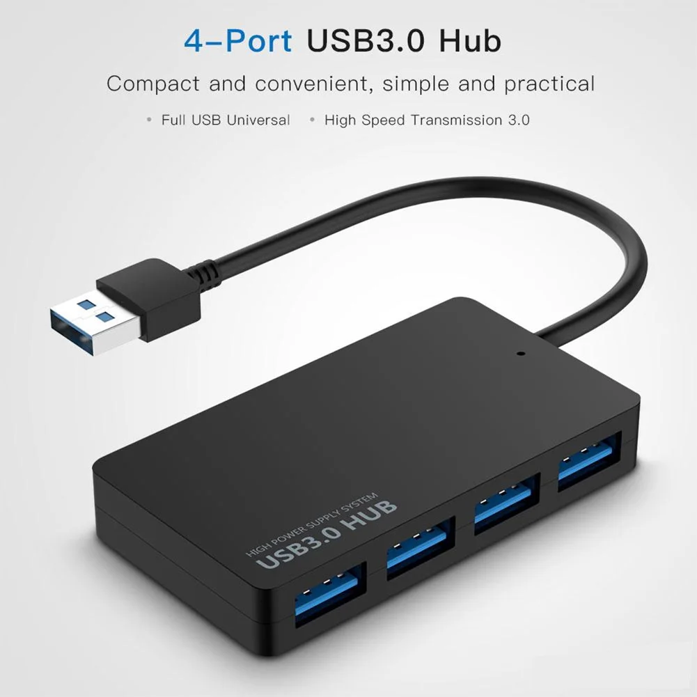 

Exquisite-5Gbps High-Speed USB 3.0 Hub 4 Ports USB Splitter Adapter For PC Laptop Power Supply
