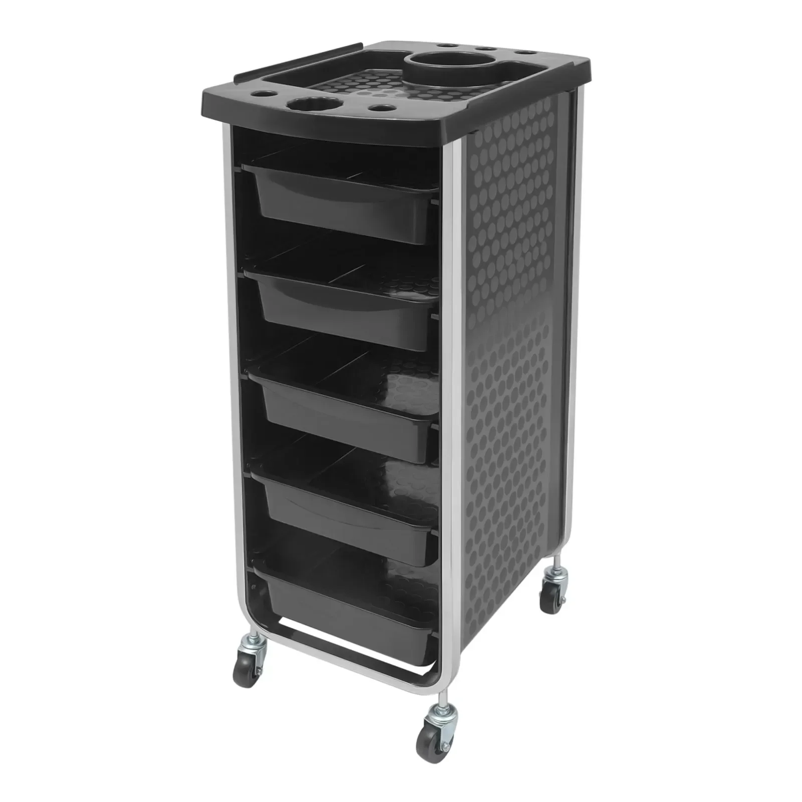 

%a Salon Trolley Cart with 5 Drawers and Dryer Holder Rolling Beauty Hair Stylist Storage Stand Black