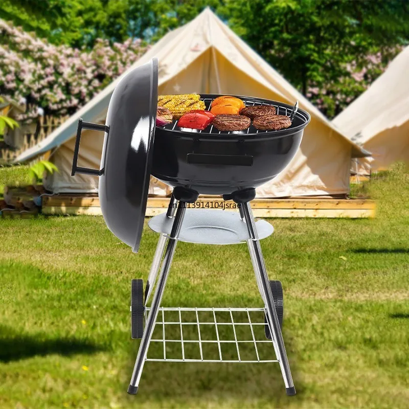 Portable Round Charcoal BBQ Grill American‑Style Outdoor Camping Barbecue Stove 3‑Leg 4‑Leg Optional Picnic Patio Cooking Grill