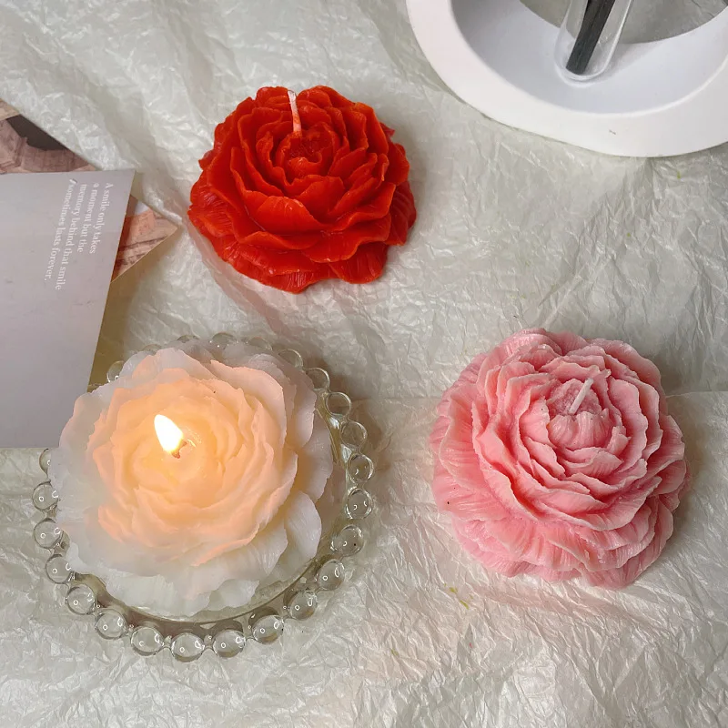 Colorful Peony Couple Low Temperature Candle Valentine\'s Day Atmosphere Candle 3D Wedding Romantic Adult Decoration Candle