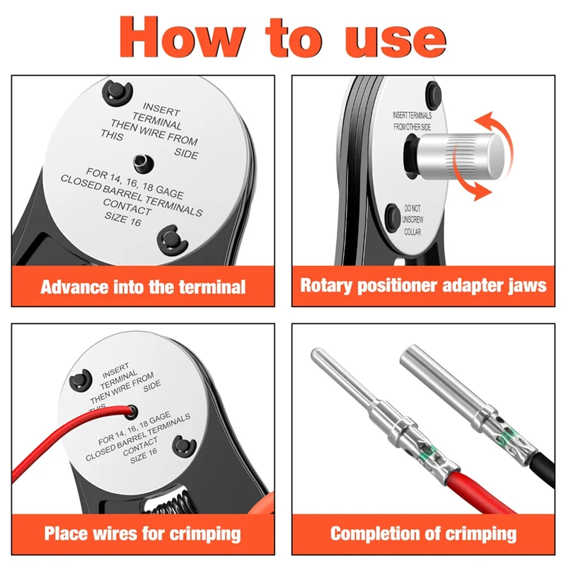 

AAAF Mini Hand Crimp Plier 4 Way Indents 8 Impression Type For Pin Crimping Tool For Deutsch Connector 14,16 18 AWG