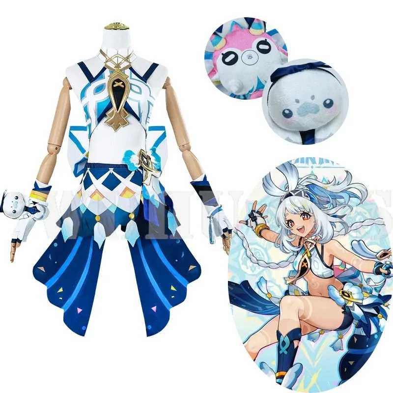 Game Genshin Impact Mualani Cosplay Mualani Cosplay Wig Costume Dress Wig Anime Women Halloween Role Play Carnival Party Suits