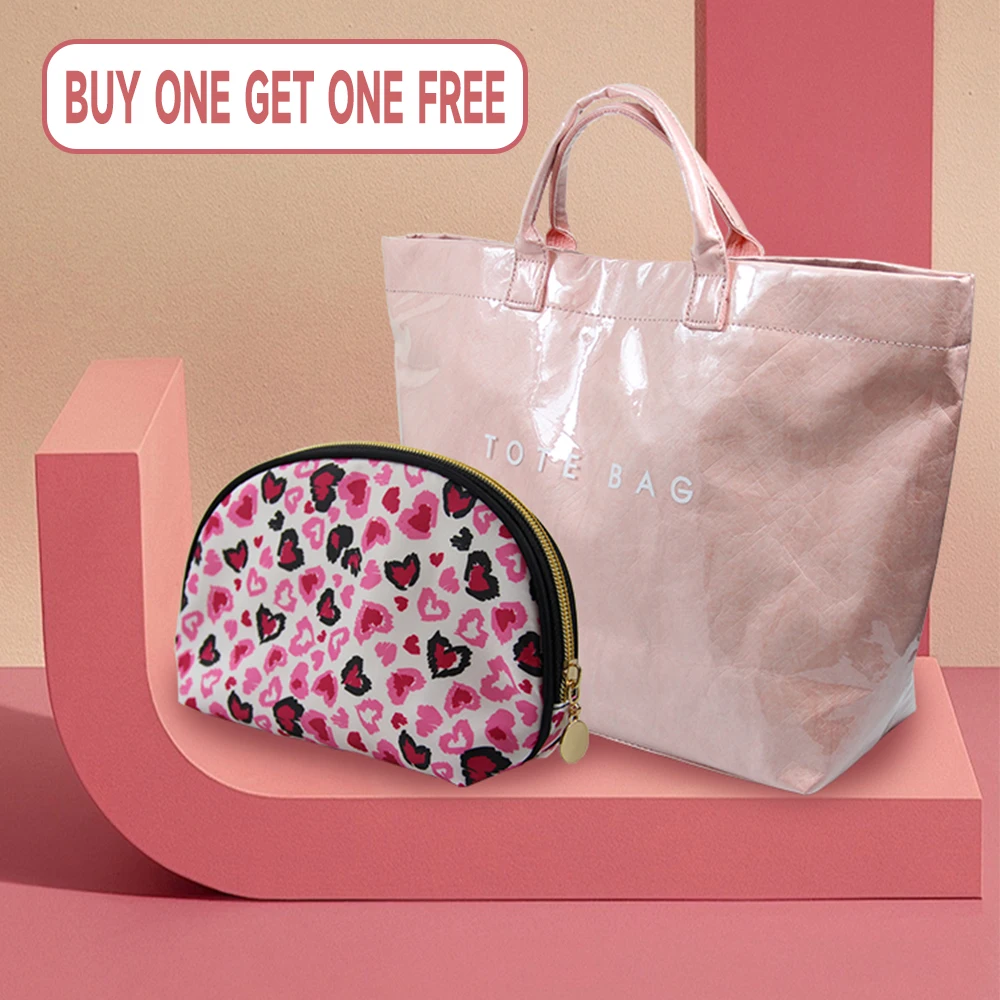 

Fashion Tote Bag For Women Shopping Bag Reusable Waterrproof PVC Handbag Buy A Tote Bag And Get A Makeup Bag For Free