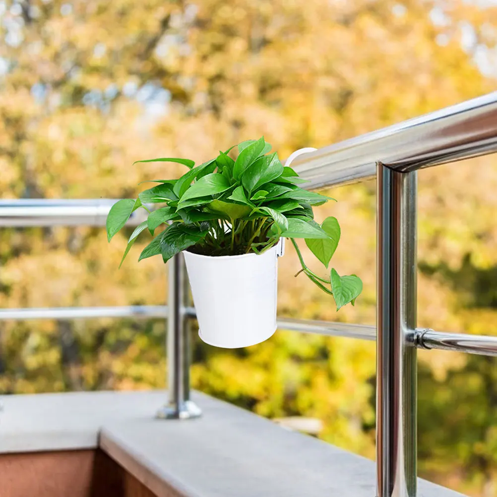

2Pcs Iron Sheet Flowerpot Durable Tin Bucket Detachable Hook Home Balcony Garden Decor Plant Container Storage Vase