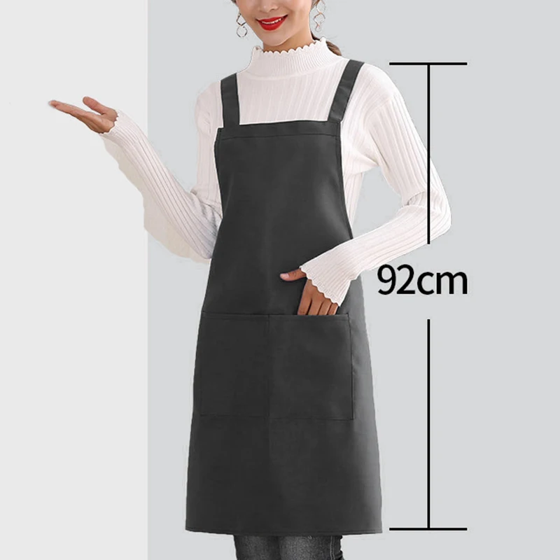 Fashion Simple H-type Shoulder Apron Unisex Apron Kitchen Work Garden Doble Sided two Pocket Cover Smock