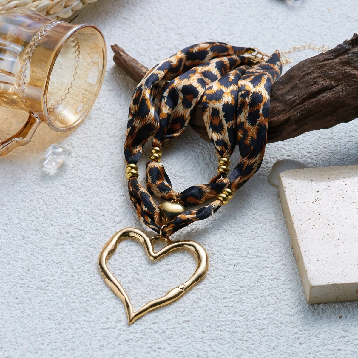 Y2K Sweet Cool Style Halskette mit Leopardenmuster und unregelmäßigem großem Herzanhänger für Damen und Herren, Liebesherz, Ins-Ästhetik-Schmuck – Detail 25