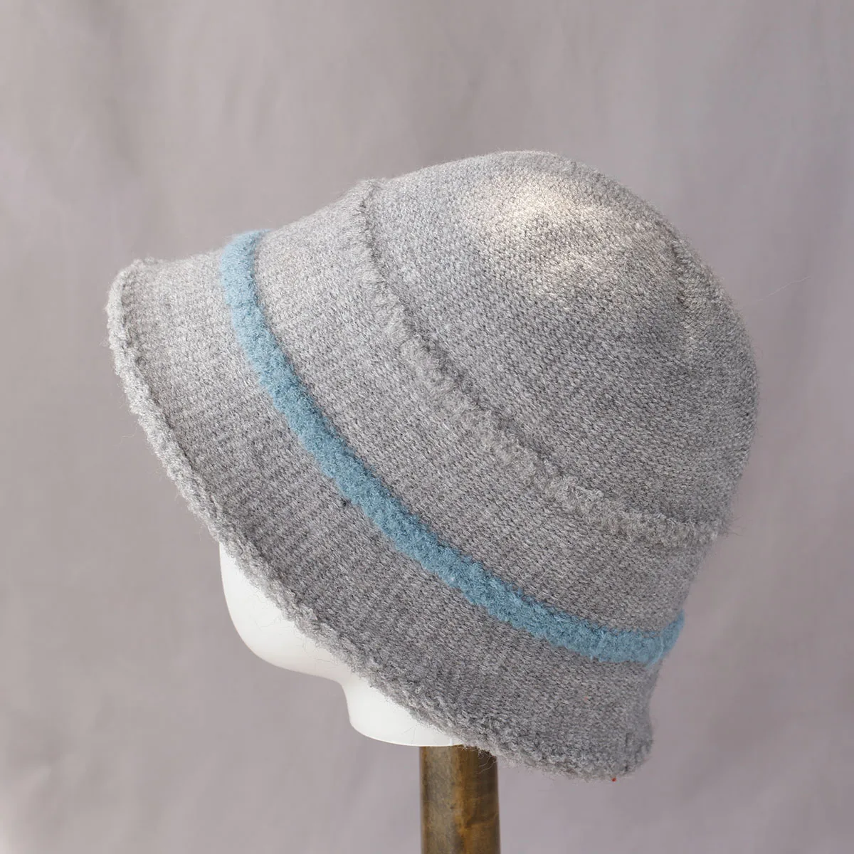 2025 شريط الصوف محبوك قبعة صياد للنساء في الخريف والشتاء قبعة بحافة لدفء الشتاء ، قبعة حوض الصوفية متعددة الاستخدامات #4