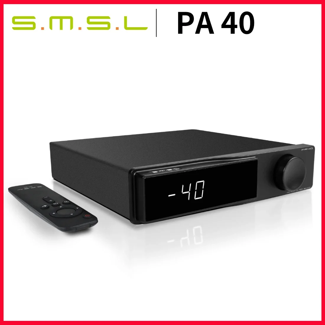 SMSL PA40 Digital Power Amplifier MA5332 Class D EQ Bass Treble Adjustment Romote Control Built-in Power Supply