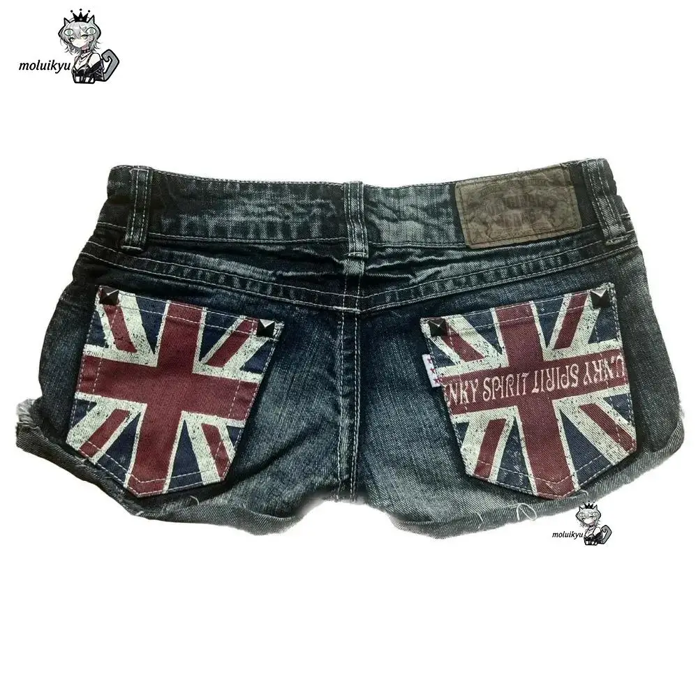 Womens Hip Hop Y2k Mini Short Skirts Applique Print Denim Goth Street Harajuku Vintage High Waist Sexy Loose Casual girls Skirt view 6