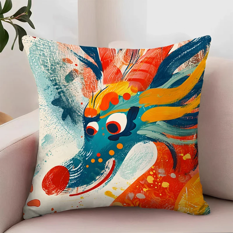 Dragon Pattern Covers for Bed Pillows Pillowcase 45*45 Pillow Cases Decorative Cushion Cover 50x50 45x45 Cushions Covers Luxury