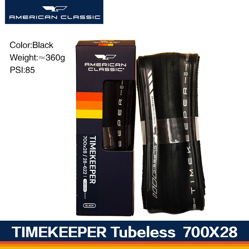 American Classic Timekeeper Fietsband Binnenband/Tubeless 700 X 25C, 700 X 28C, 700 X 30C Zwart/Geel Ultralicht Racefietsband