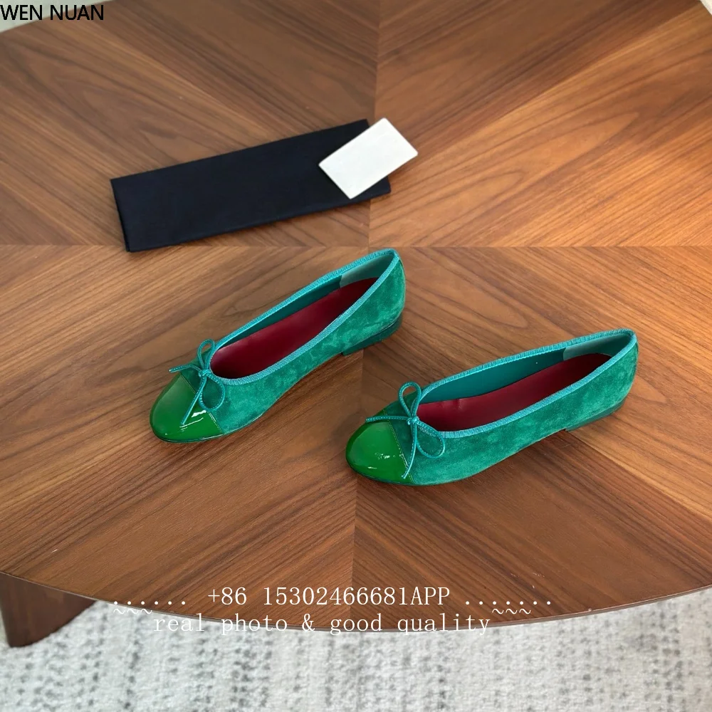 New Patchwork Genuine Leather Women Ballet Flat Sandal Sheepskin Butterfly-knot Casual Comfortable Walking Shoe