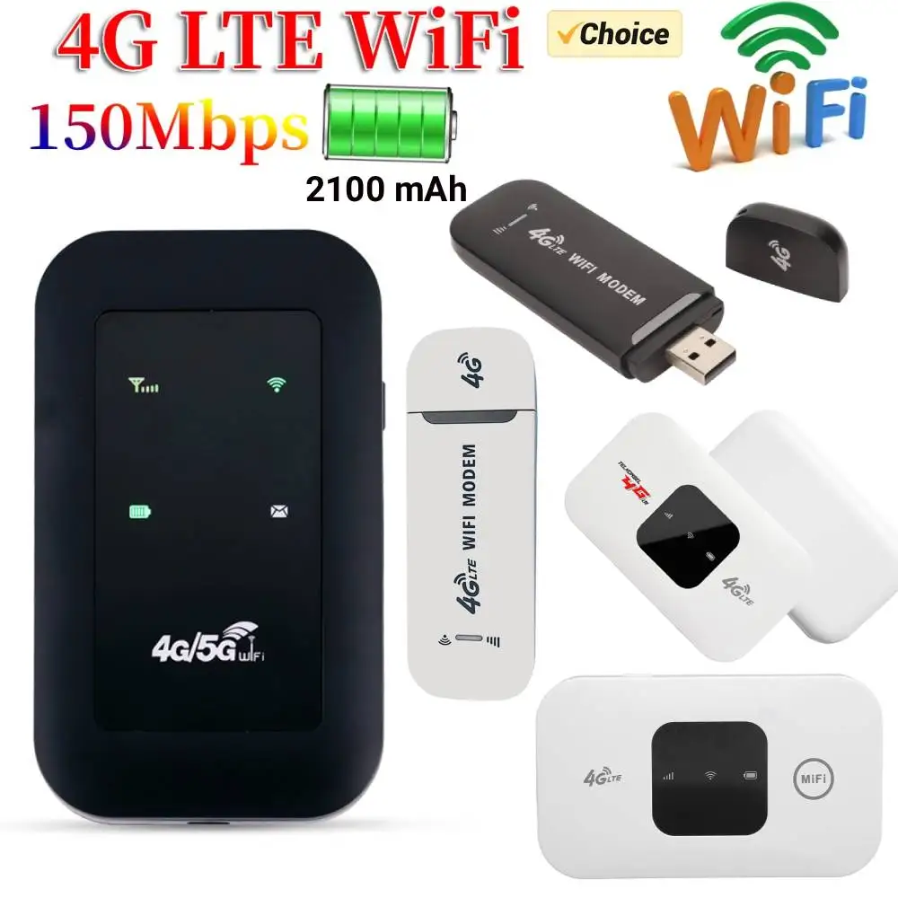 

Mobile WiFi Router 2100mAh Battery Supports 10 Connected Devices 4G 5G WiFi Hotspot 150Mbps High Speed Portable for Business
